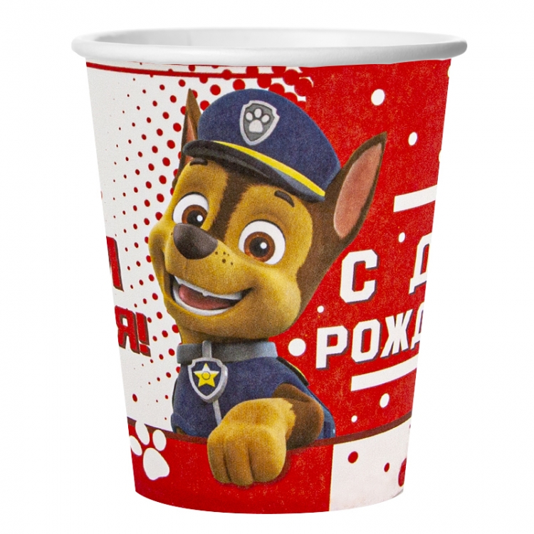 Стаканы Щенячий Патруль, С Днем Рождения!, Красный
