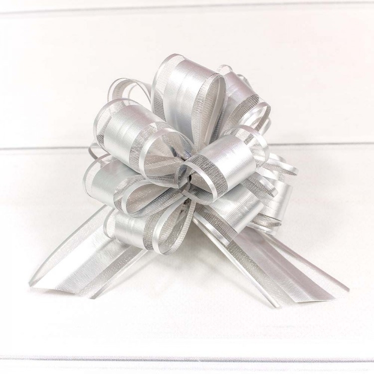 Бант-шар "Ажурный" с органзой Серебро